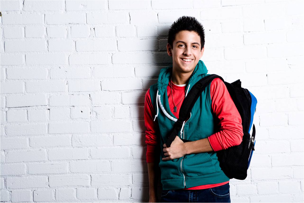 teen with backpack