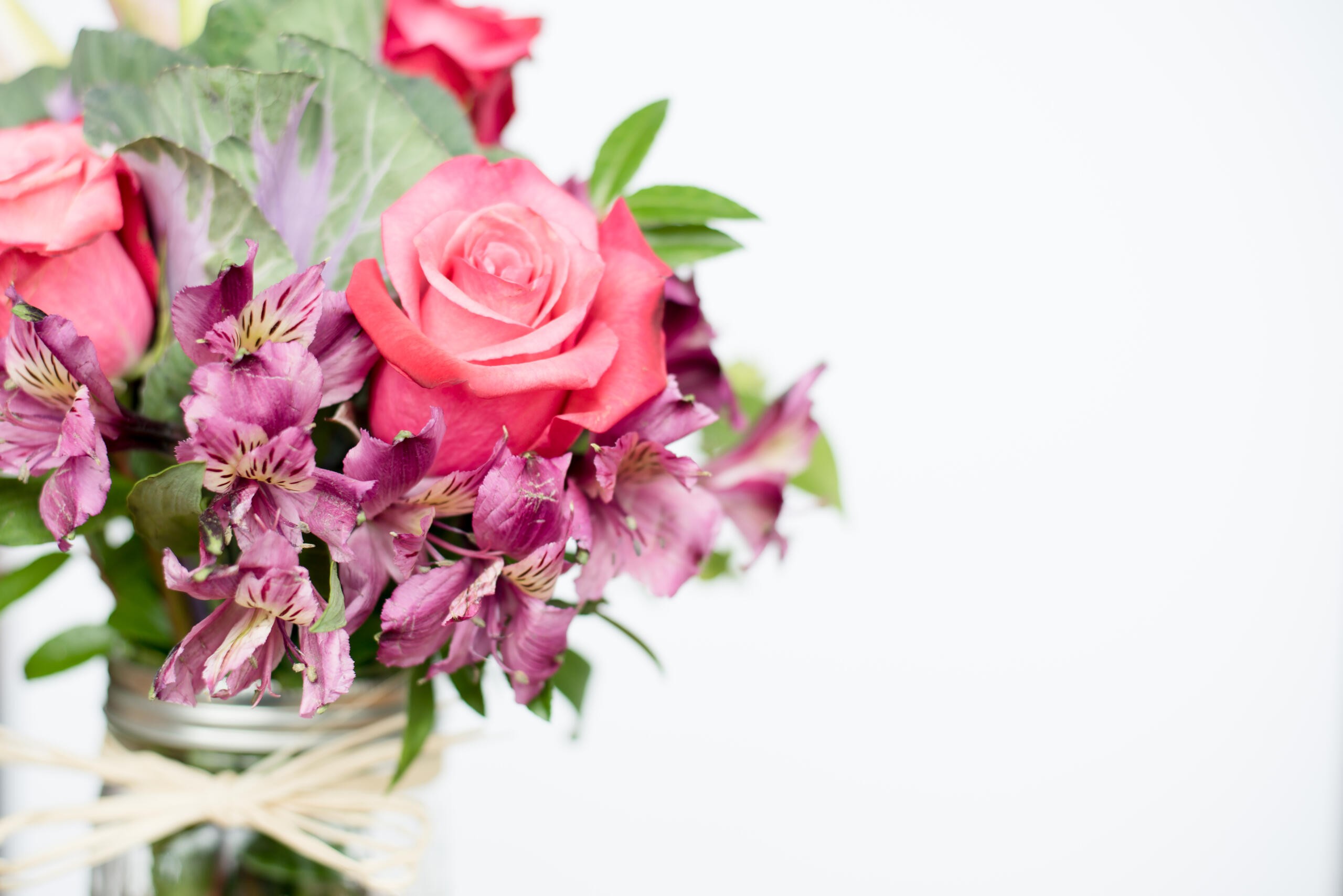 Detail of multicolored bouquet of flowers